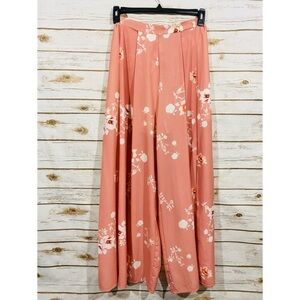 L'ATISTE women's floral elastic back pants with front slit size S